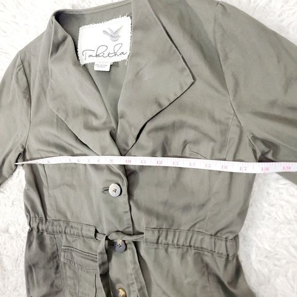 Anthropologie  Tabitha army military green button down belted tie jacket size 6 - Picture 8 of 13